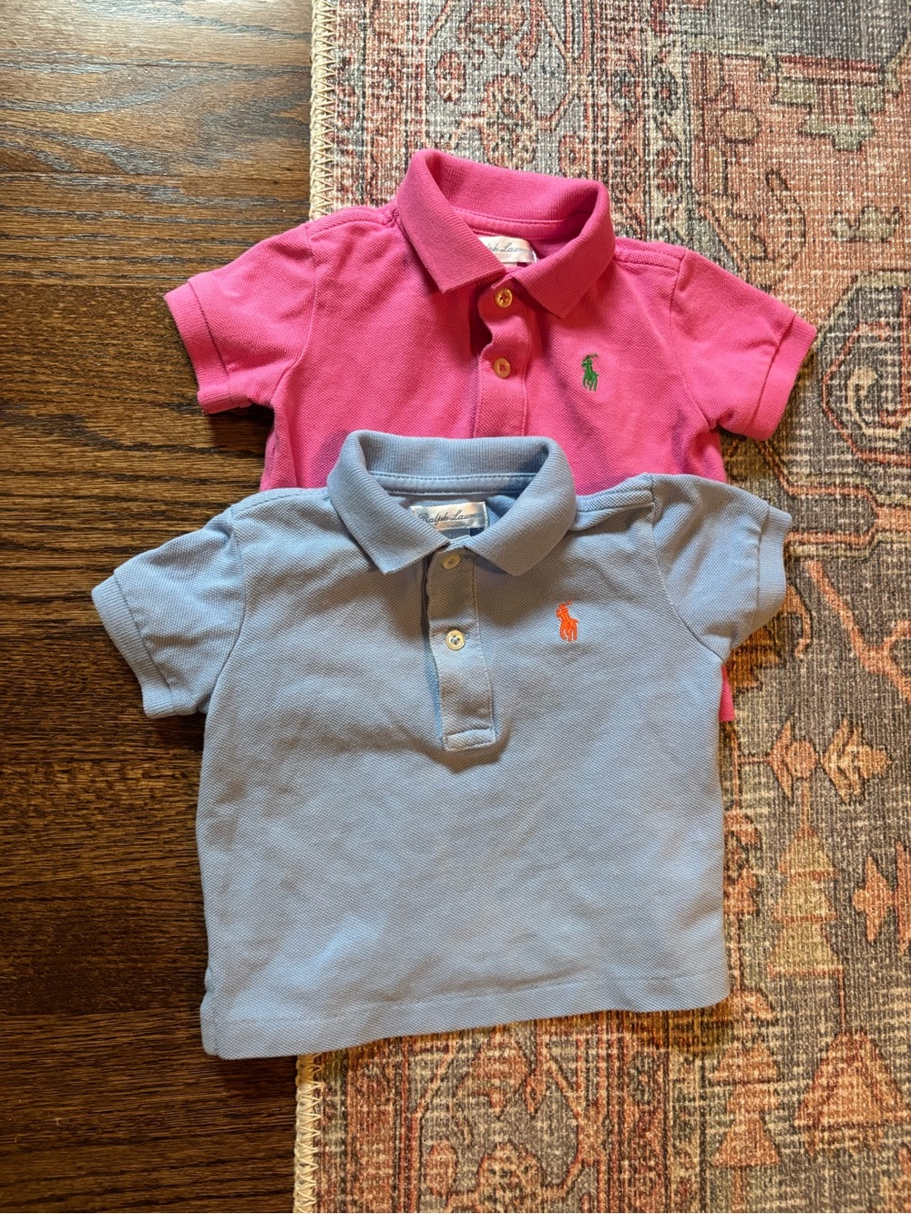 6 months Ralph Lauren Kids Polo Shirts in Pink and Light Blue - Set of 2